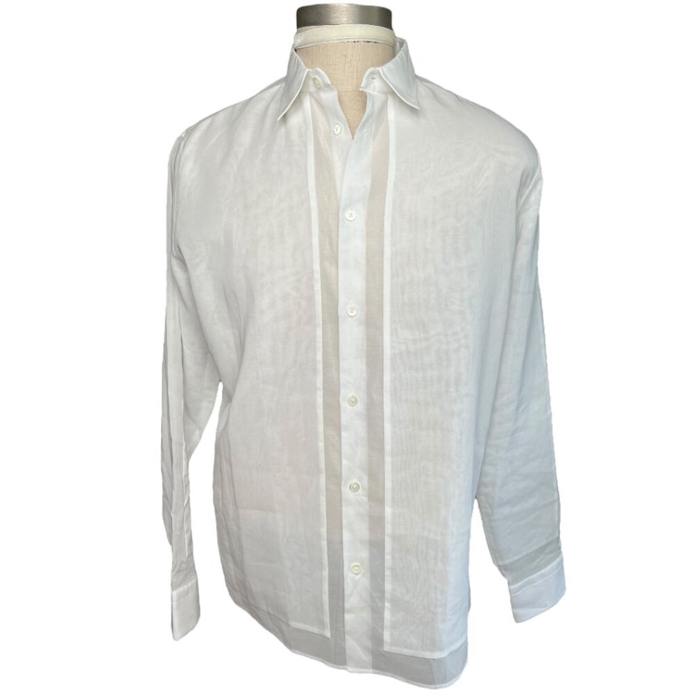 Hermes New Authentic Men's Layer Effect White Party Shirt 16/41 Made in France